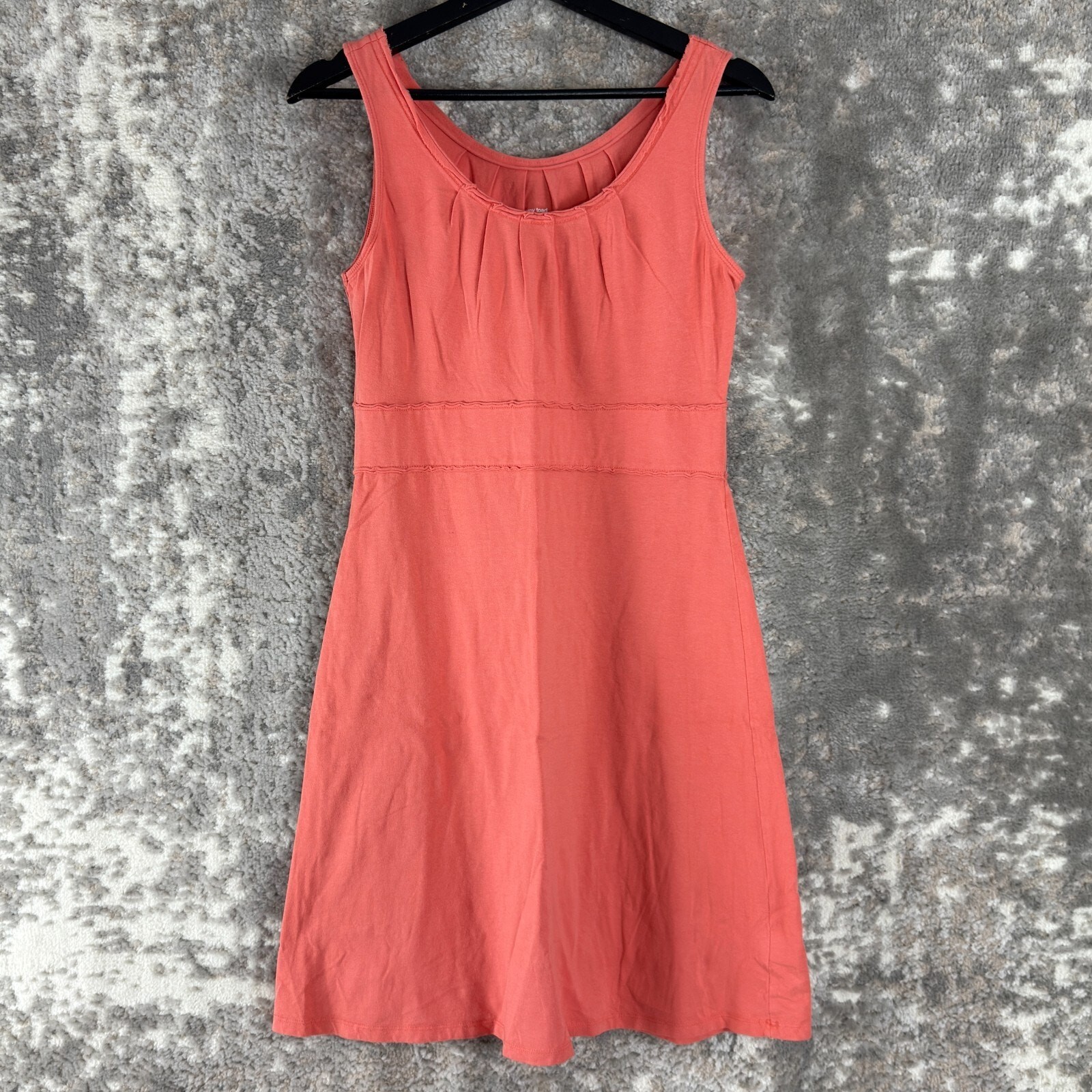 Horny Toad Sz S Organic Cotton Scoop Neck Mini Fit Flared Dress Coral Stretch