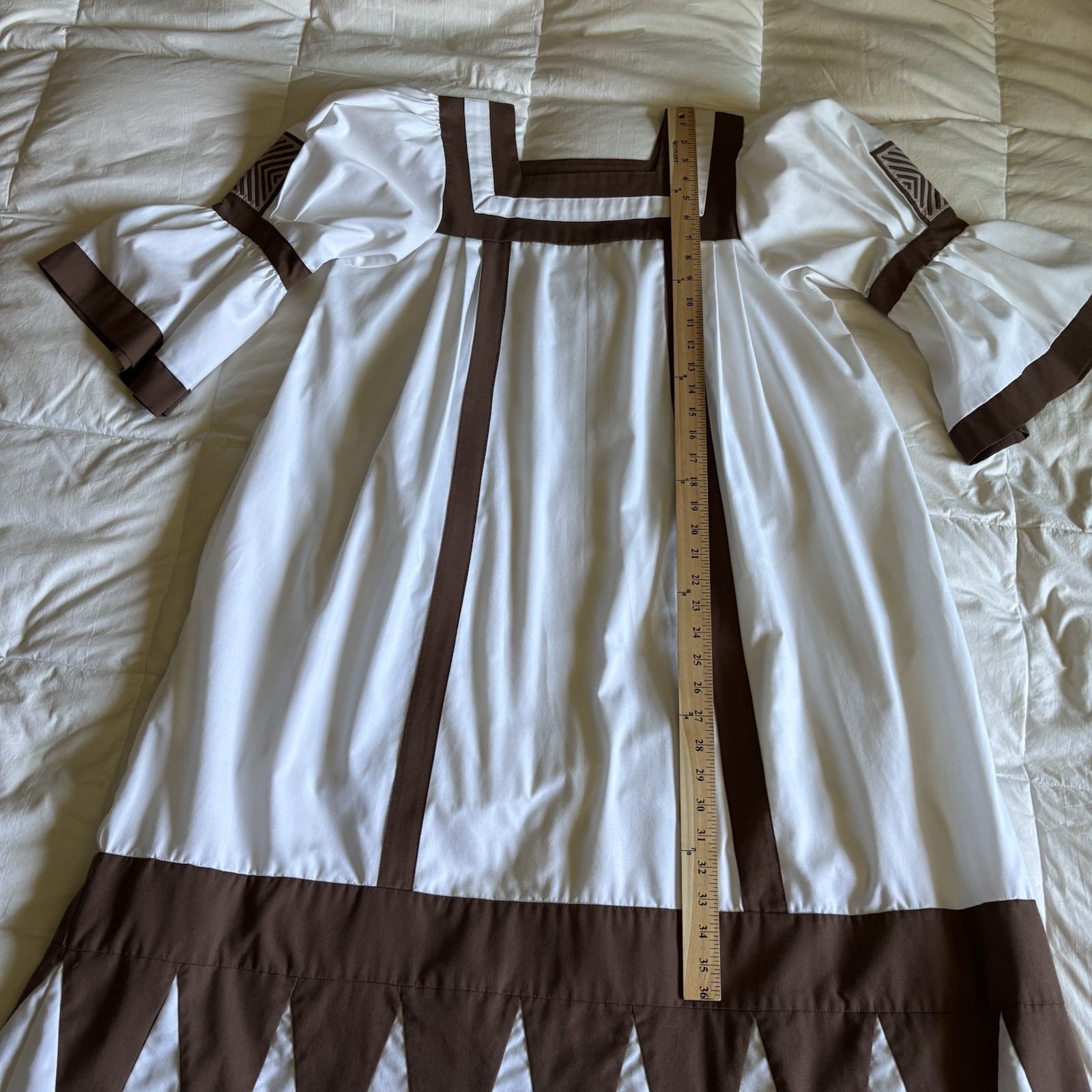 Unique Patchwork Boho Prairie Folk Western Dress Neutral Earthy Peasant Large