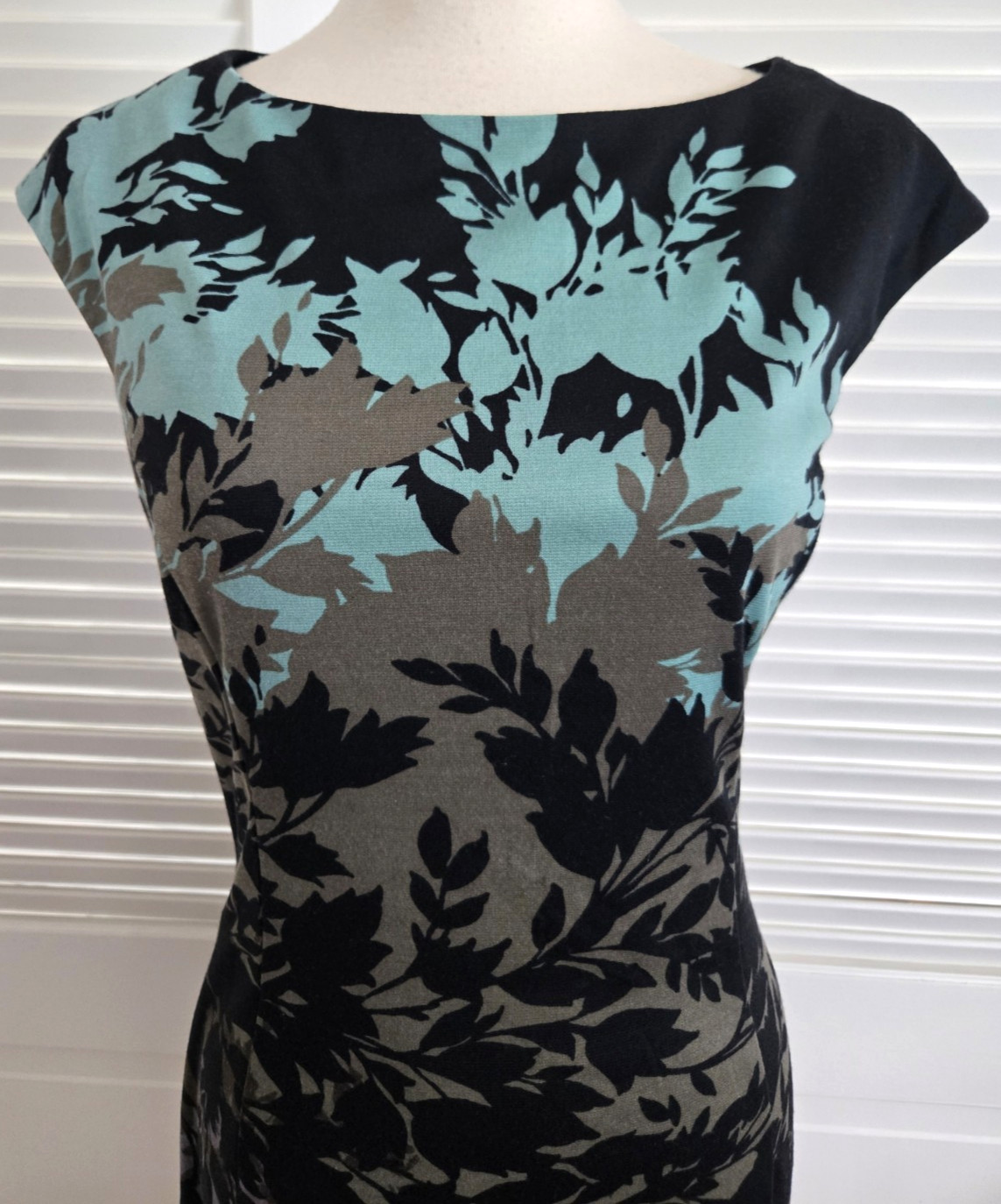 ~NWT~London Times Black Multi Floral Sheath Style Cap Sleeve Summer Dress~SZ 10