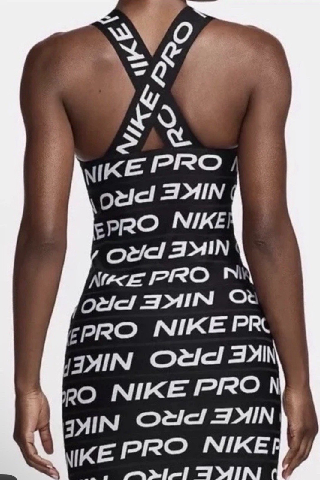 NEW $120 Nike PRO All Over Logo Bandage Dress Black – Women Size S FZ6990-010