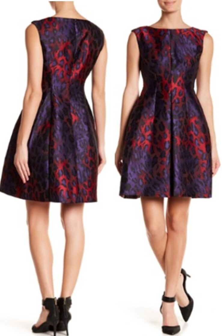 Anne Klein PHOENIX-TITIAN RED Fit & Flare Jacquard Dress Sz: 16–$159 Now $79.99