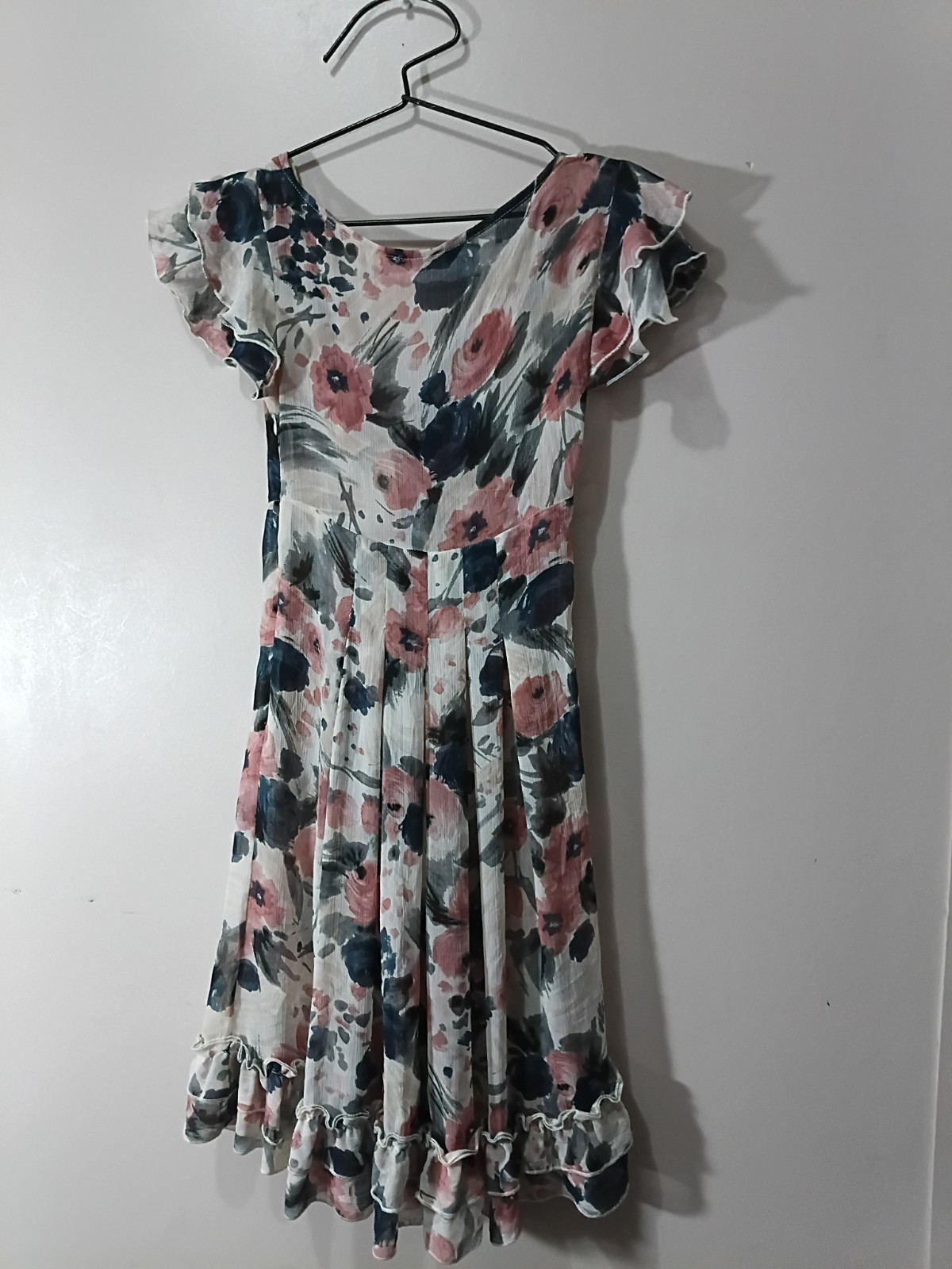 Dorothy Perkins Size 6 Short Sleep Blue Beige Sheer Linen Dress