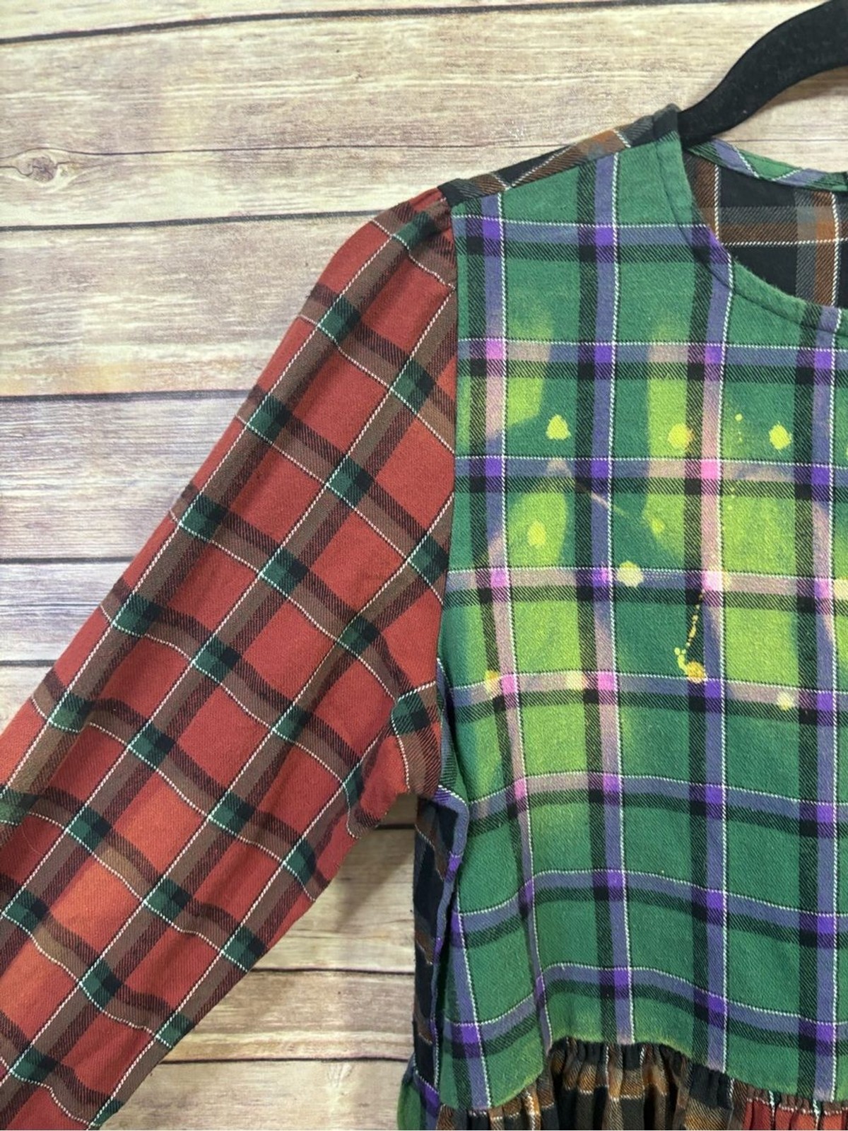 Urban Outfitters, Teddy Fresh Blocked Plaid Bleached Mini Dress Size Small