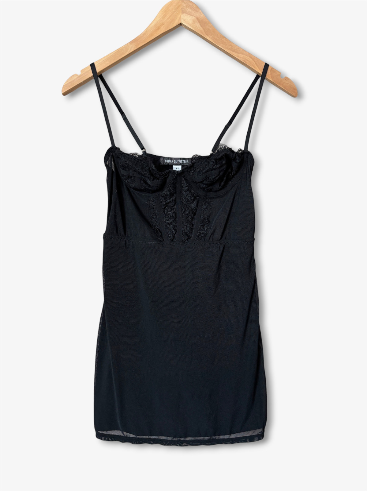 Urban Outfitters Modern Love Bustier Corset Mini Dress Black Lace Mesh Size XS