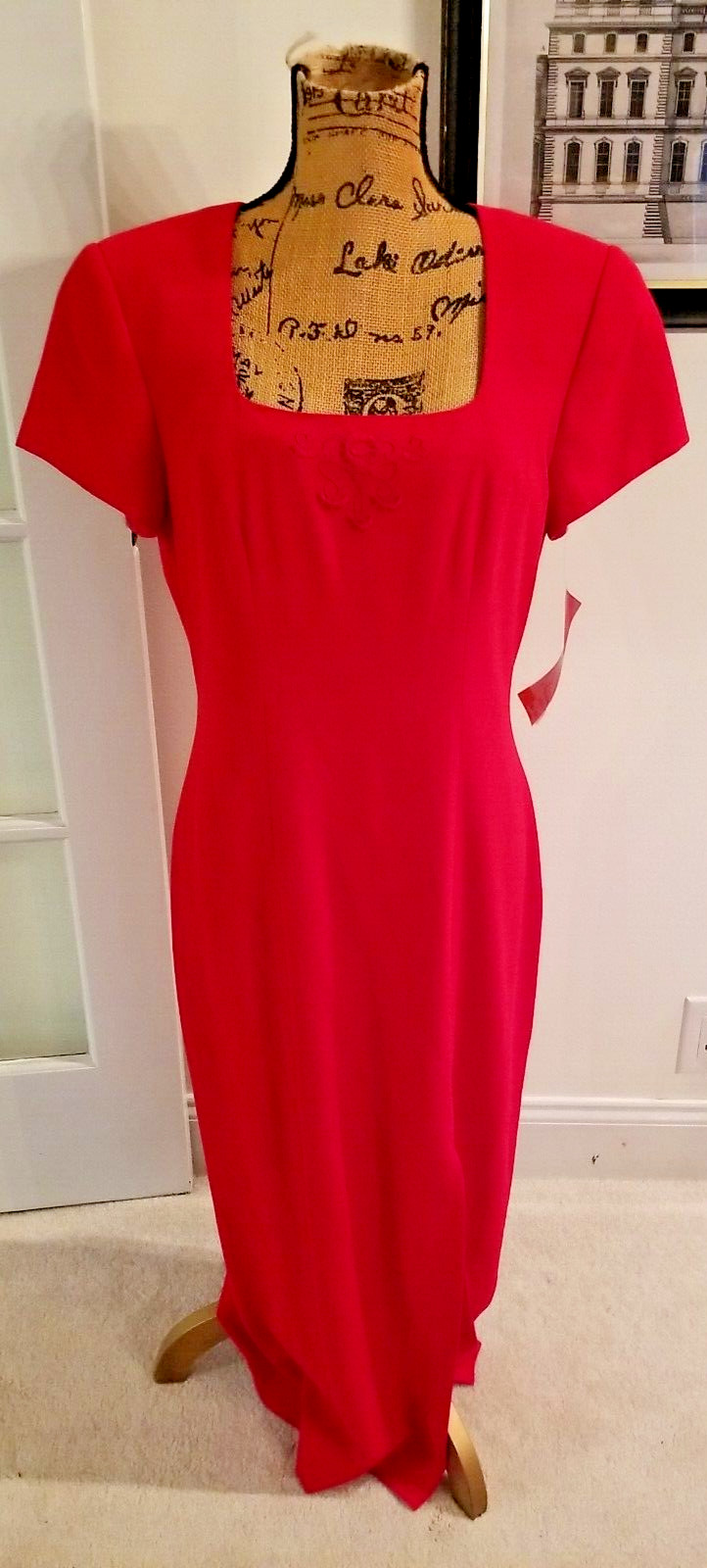 NWT $109 Liz Claiborne Womens Red Dress Size 8 Christmas Shoulder Pads Holiday