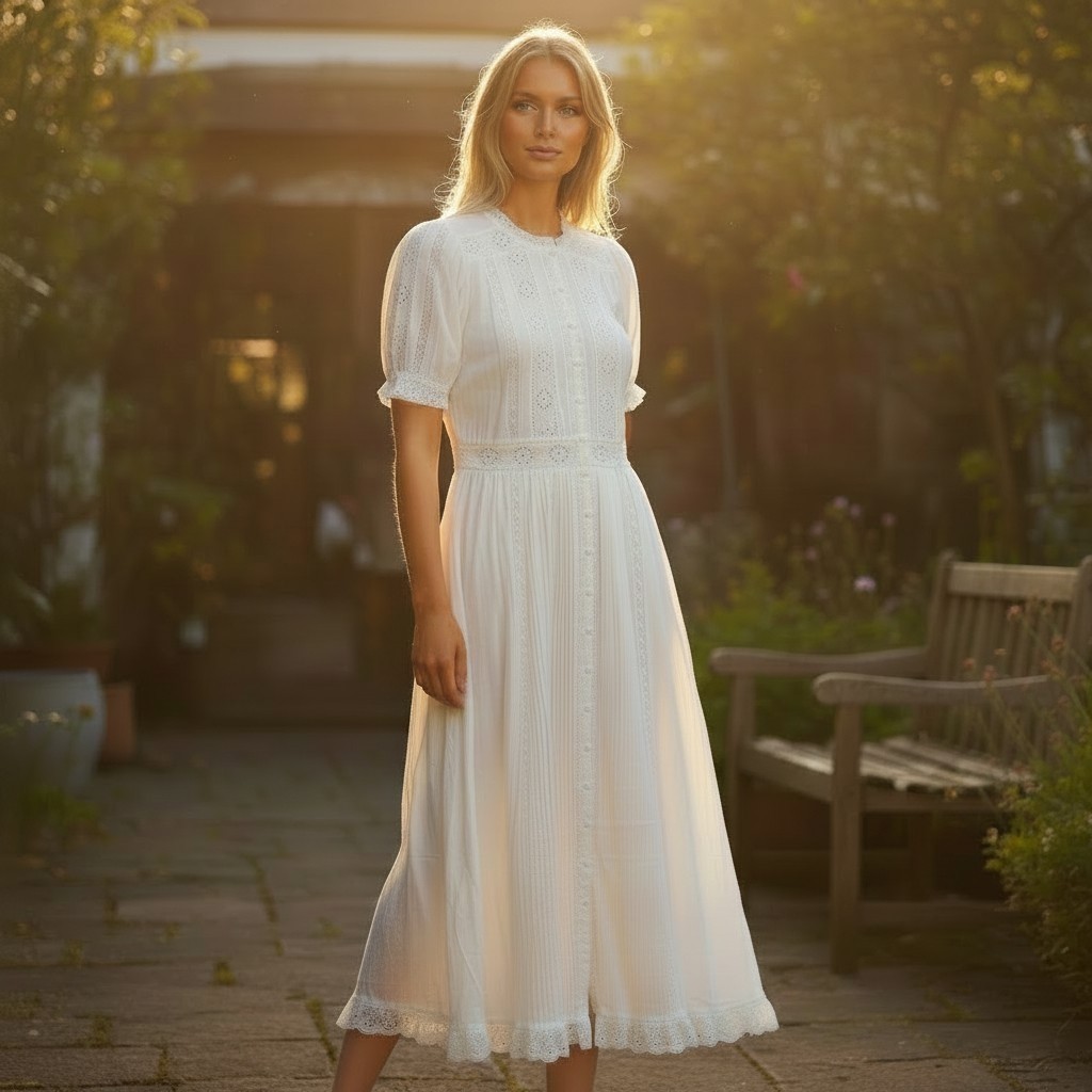 House of Harlow 1960 White Cotton Lace Embroidered Maxi dress size M NWT $200