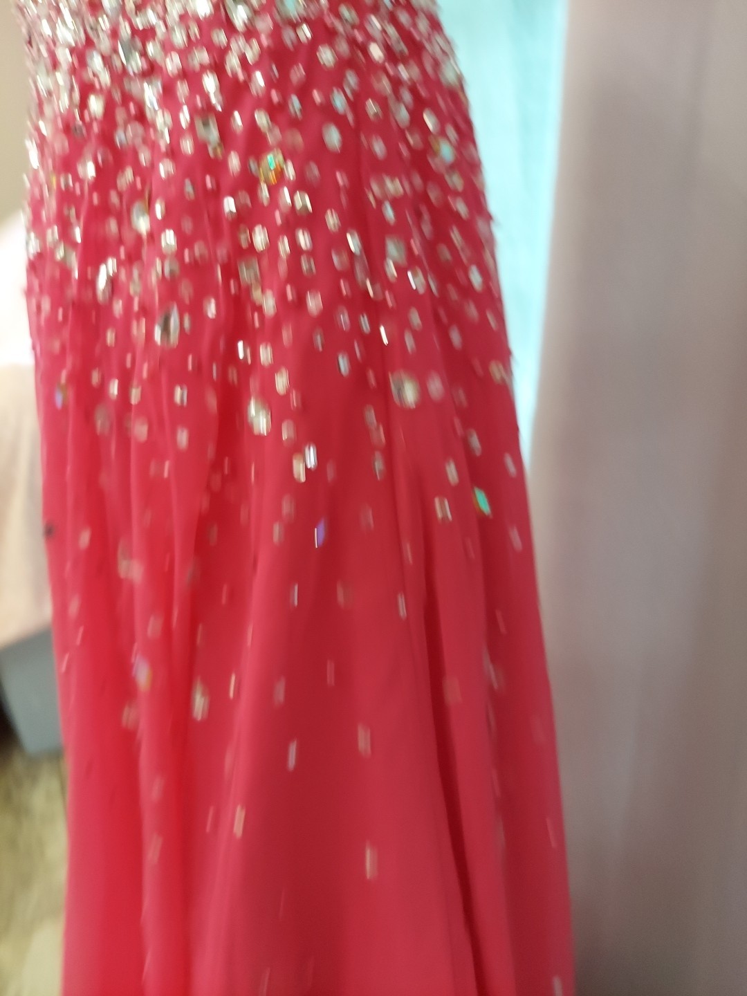 **Morilee Sz20 Fushia Pink Dropgem Design Strap Option Prom Dress**gem Sequin**