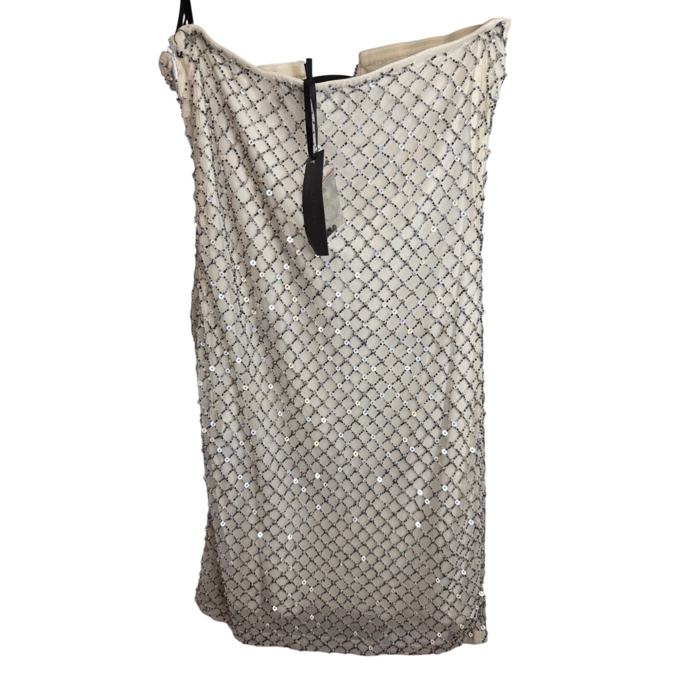 H:ours Alvah Mini Dress with Crystals Chain White Silver Revolve Size Small