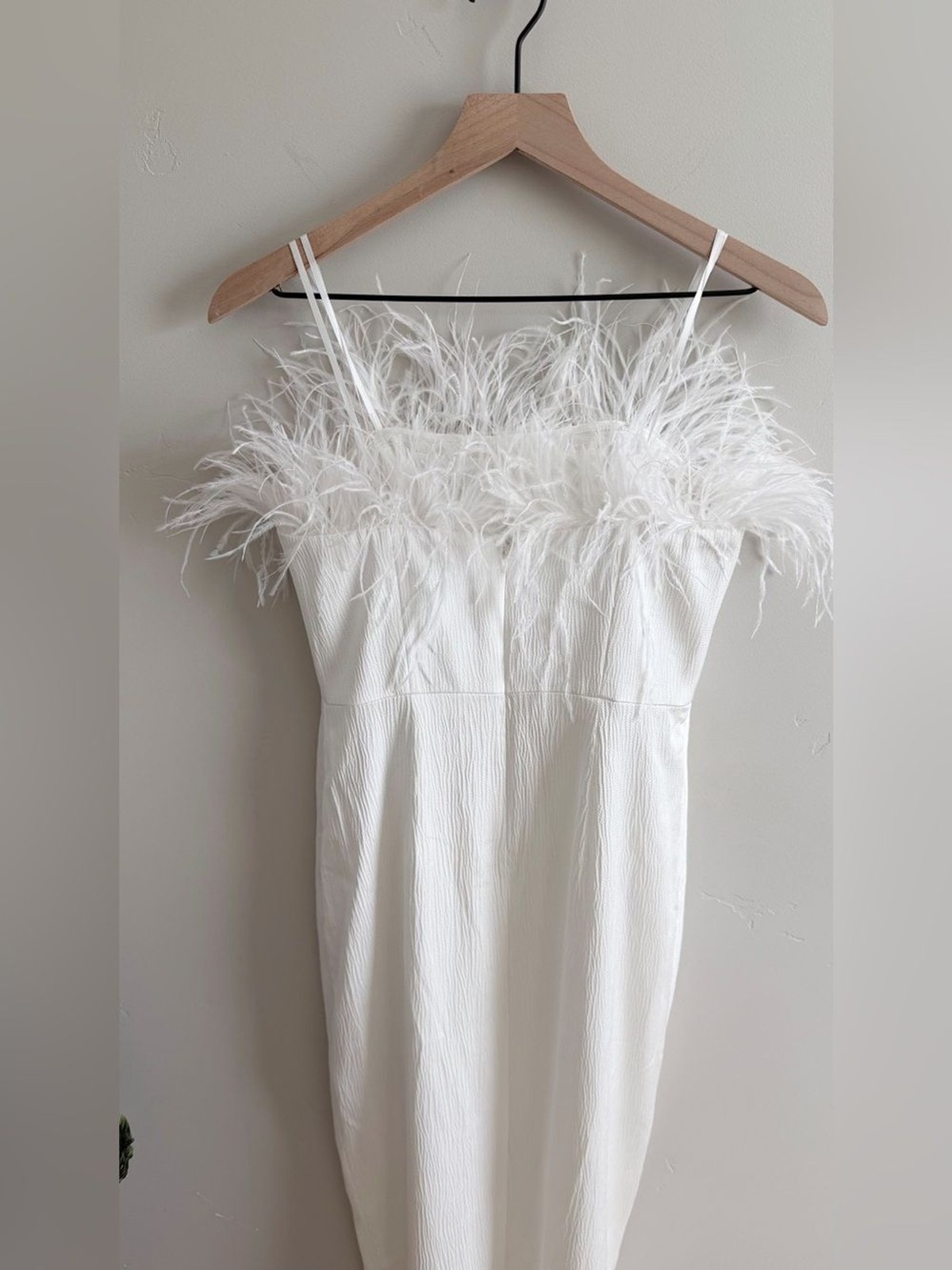 Aidan Mattox Feather Trim Strapless High-Low Gown