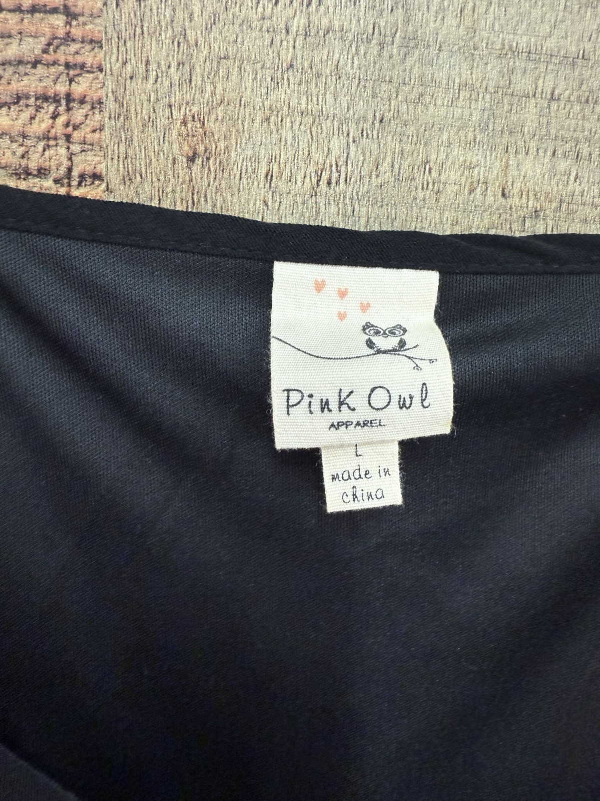 Pink Owl Black Zip Front Ruffle Shift Dress Large