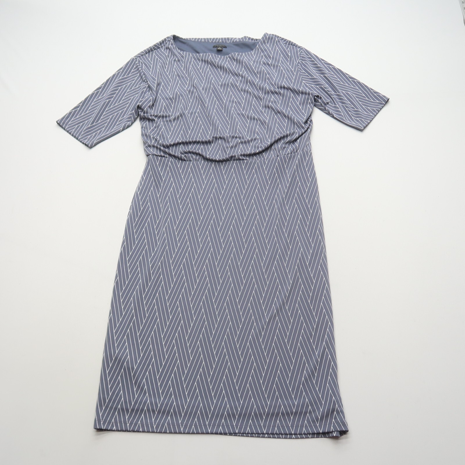 Ann Taylor Womens Shift Dress Medium Blue Non Wrinkle Travel 3/4 Sleeves