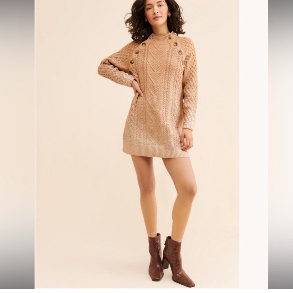 Pilcro Anthropologie Cable Knit Fisherman Tunic Dress Size XS