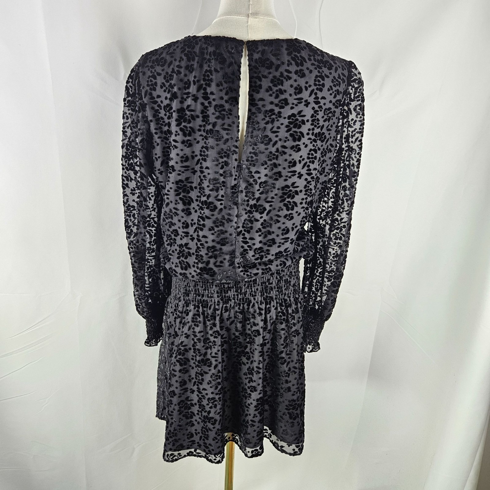 Parker Carmindy Burnout Velvet Mini Dress Medium Black Whimsigoth Frilly