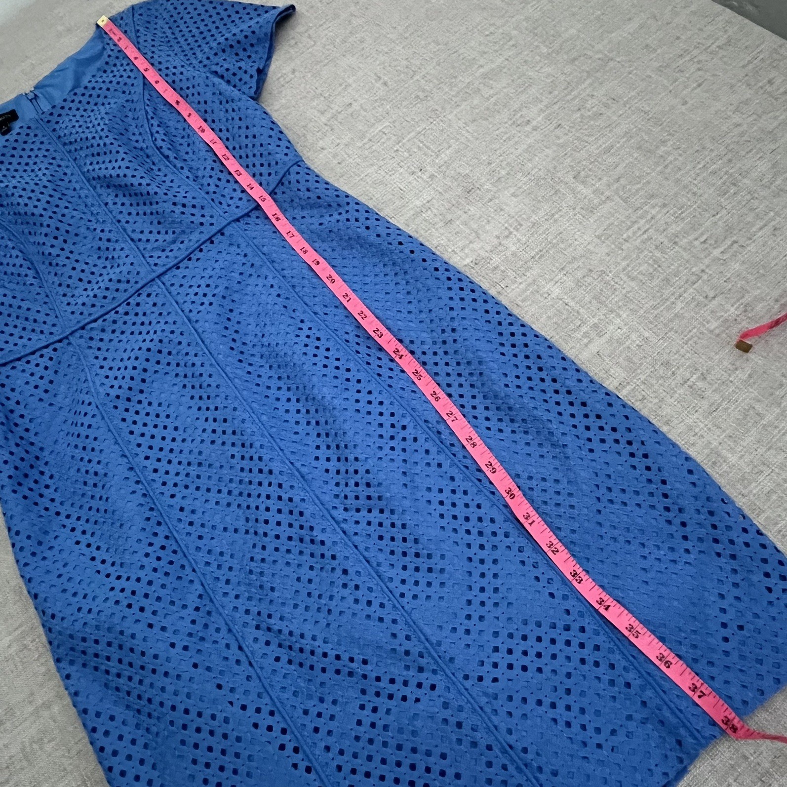 Talbots Shift Sheath Dress Periwinkle Blue 6 Laser Cut Lined Office Garden Guest