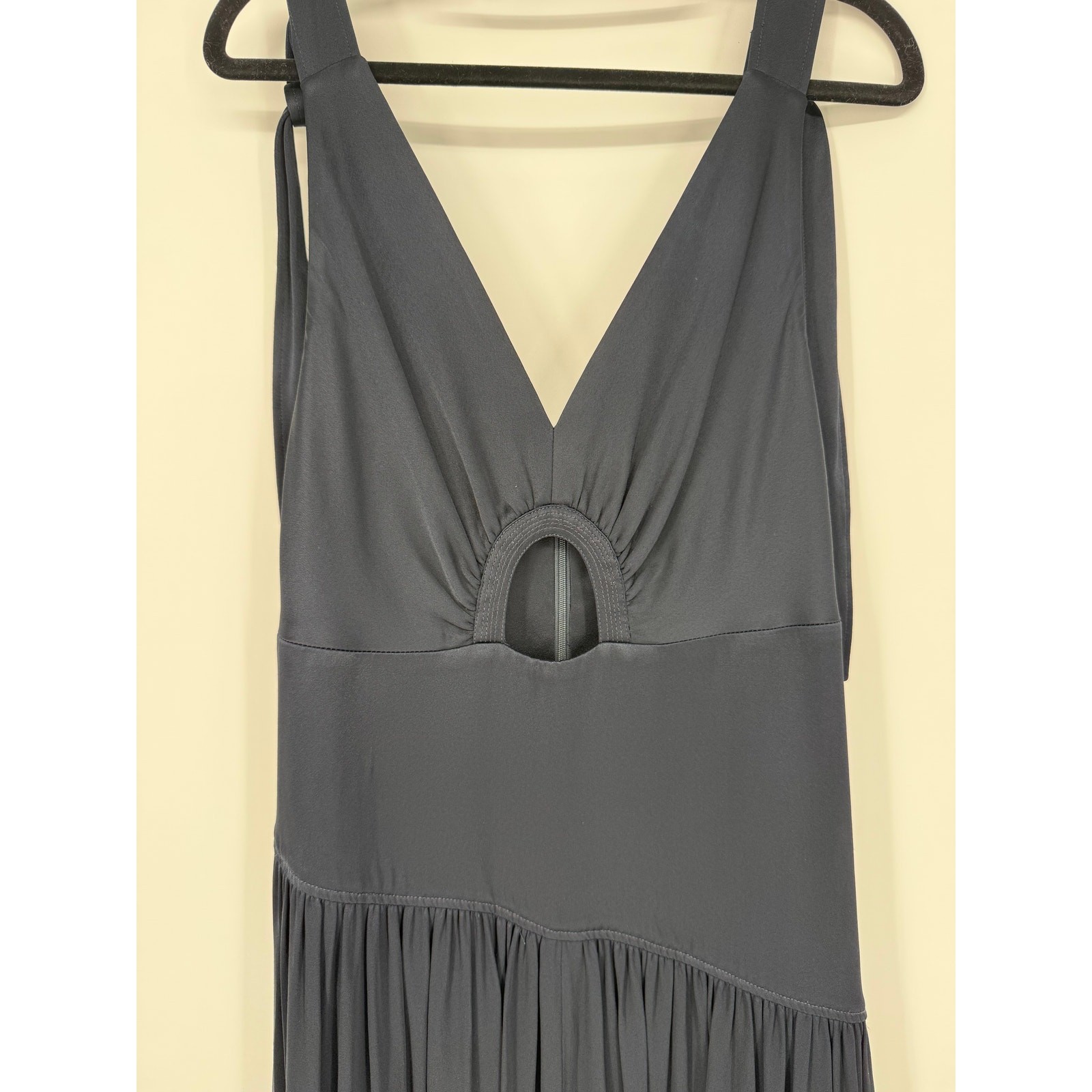 3.1 Phillip Lim Navy Satin Gown Keyhole Cutout Slit Maxi Size 6