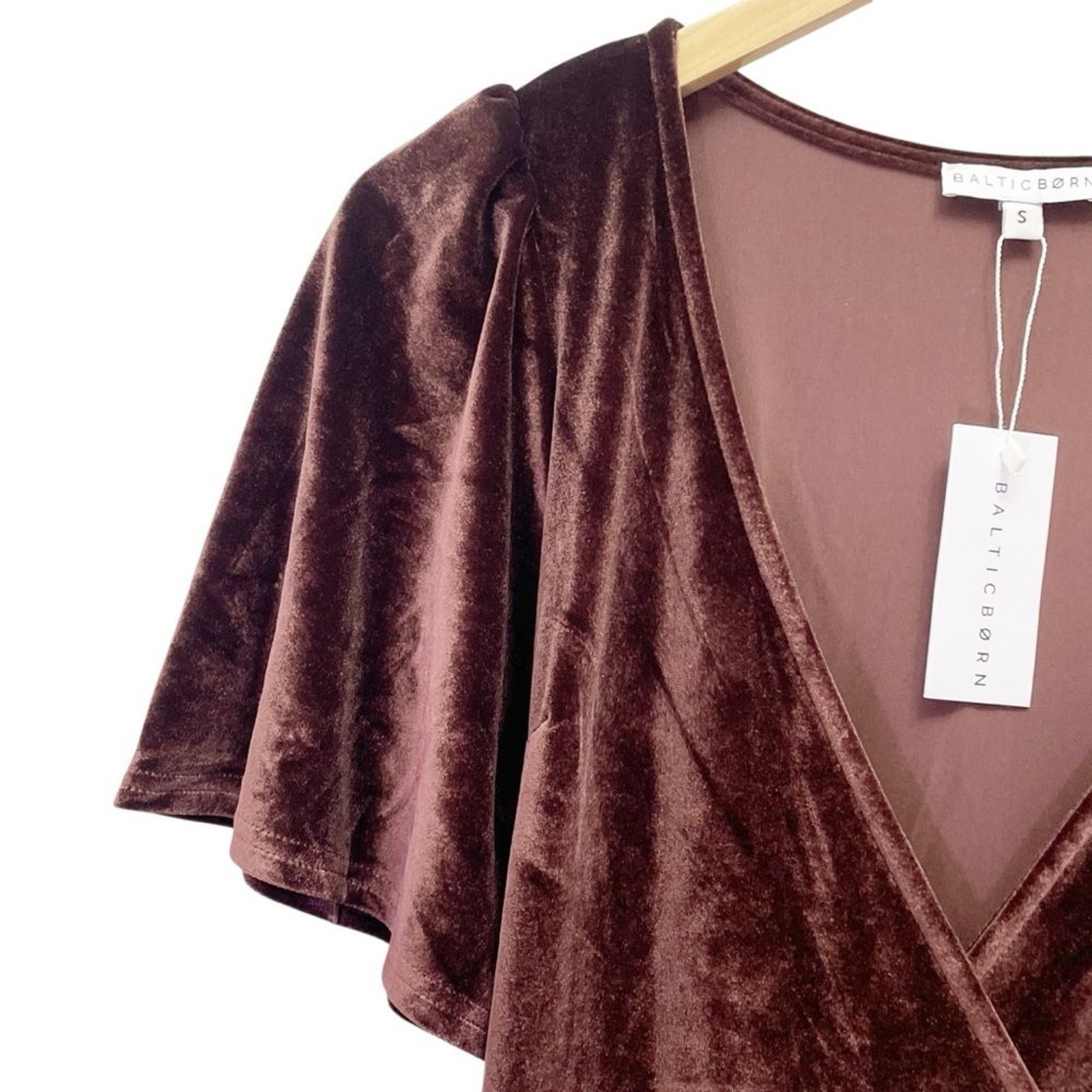 NWT Baltic Born Katelyn Velvet Maxi Wrap Dress Clove Brown Sz Small Tulip Skirt