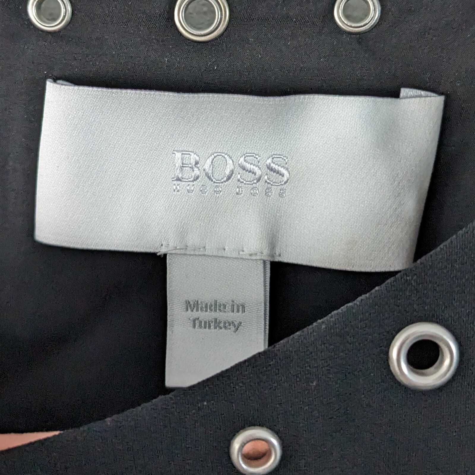 Hugo Boss Henryke Grommet Shift Dress Black 100% Polyester US 6