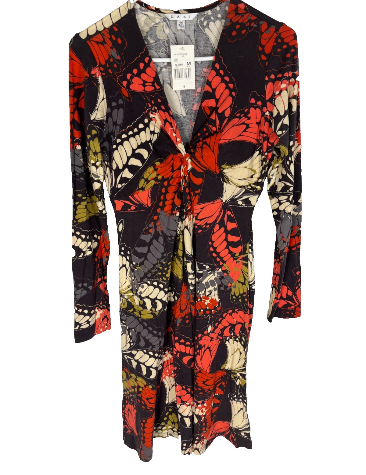 Cabi Womens Butterfly Floral Dress Size M Long Sleeved Jersey #217 Career NEW