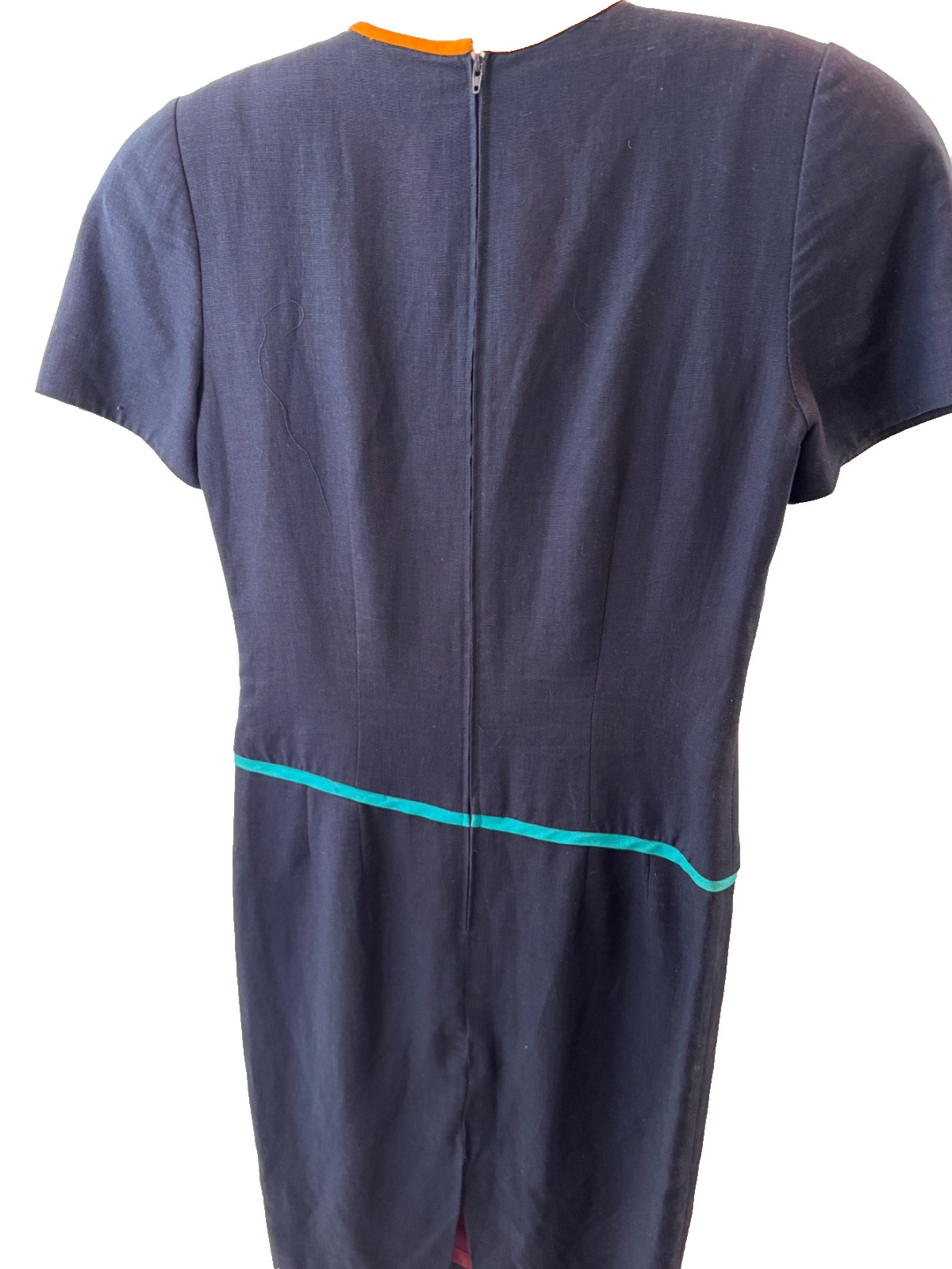 David Warren New York Elegant Navy Blue Dress SZ 4 Short Sleeve Fully Lined