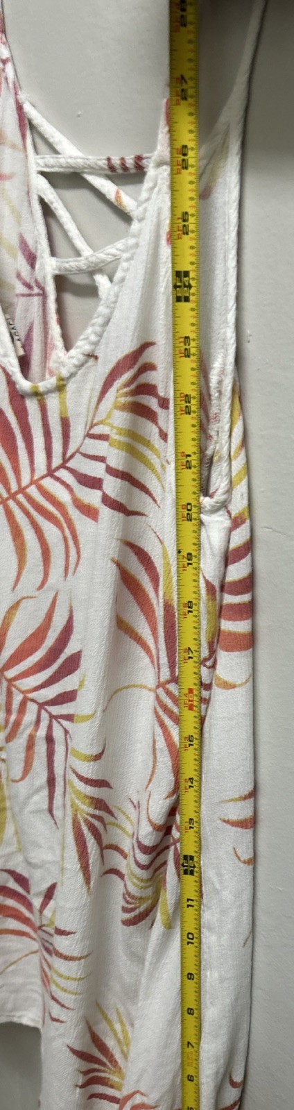 Lagaci Tropical Palms Mini Cover-up White Multicolor S Strappy V-Neck Pockets
