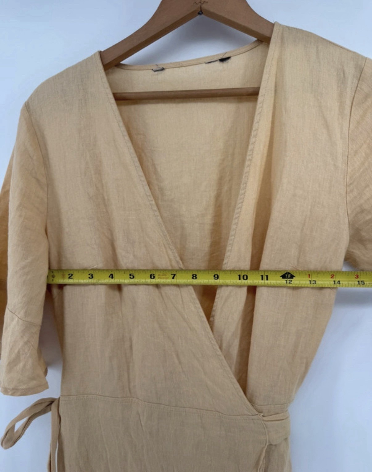 Linen Wrap Dress, Short Sleeve Collared, Knee Length Boho Costal Fisherman Read