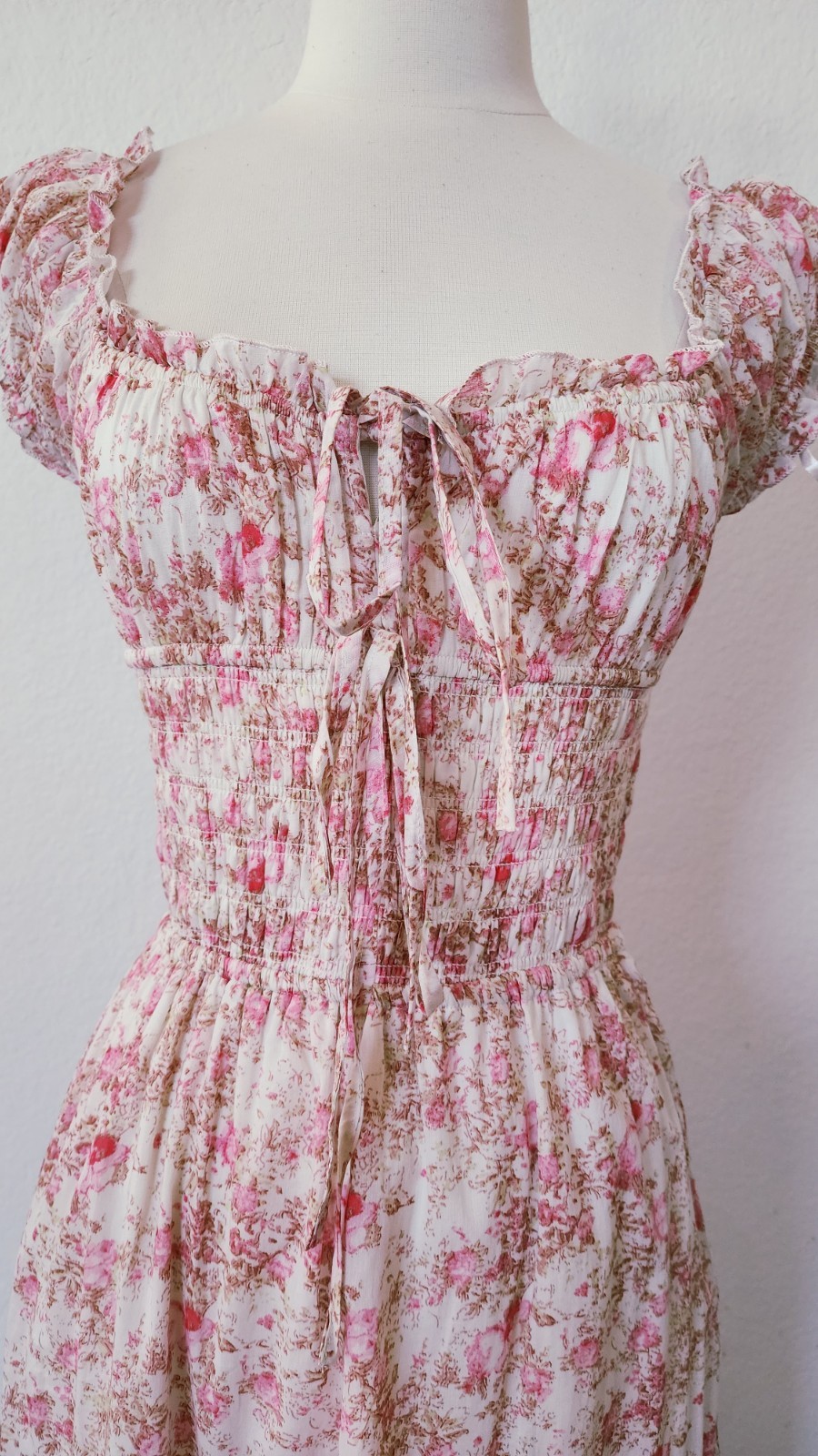 New Anthro Midi Dress Size Small Pink Bow Coquette Romantic Wedding Brunch