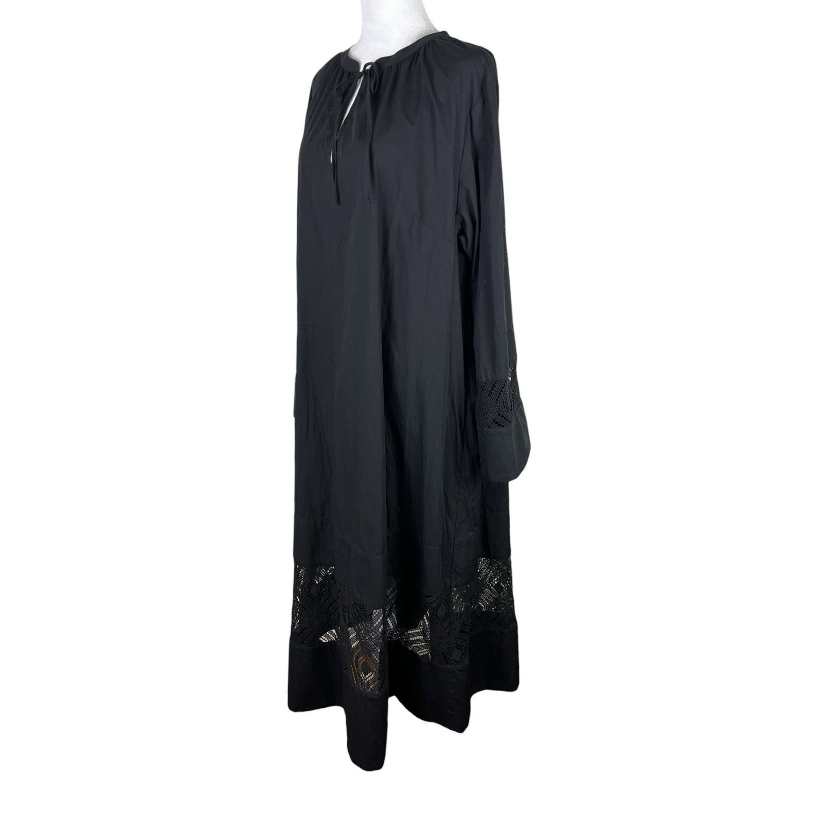 Samsoe Samsoe Sahell Black Midi Dress Lace Detail Capsule Minimalist Size XL