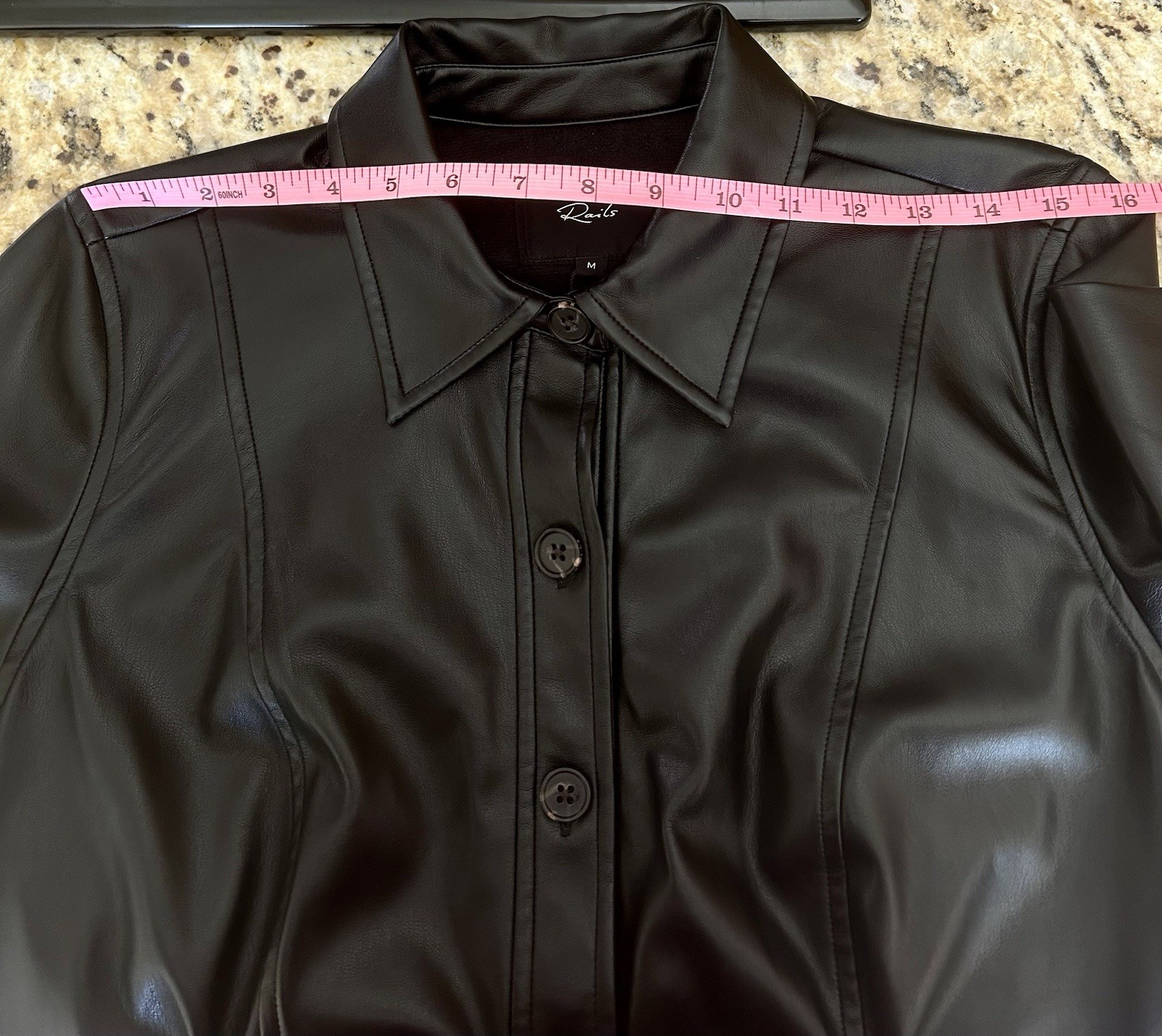 !! NEW !! Rails Ruby Faux Leather Long Sleeve Mini Shirtdress Black SZ M