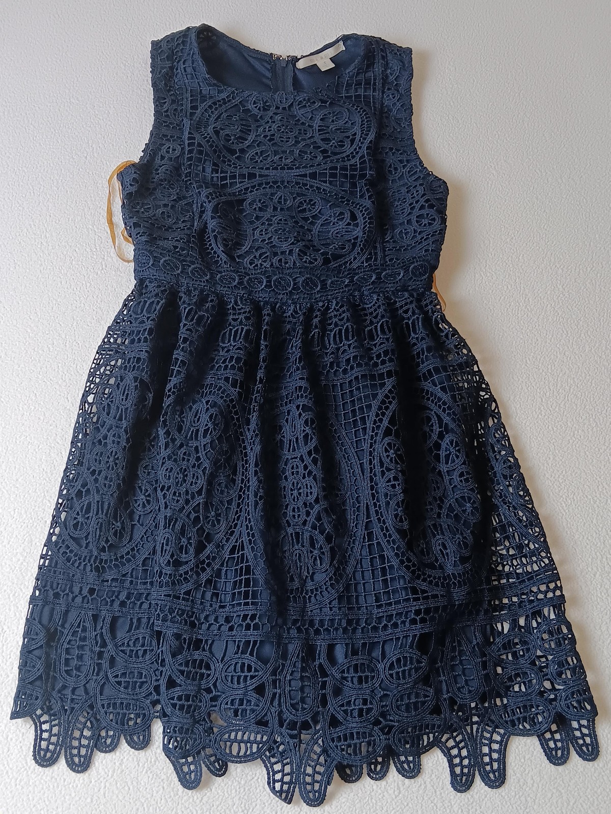 Dress Womens Small Blue Solid Lace Fit & Flare Sleeveless Short Lined Party