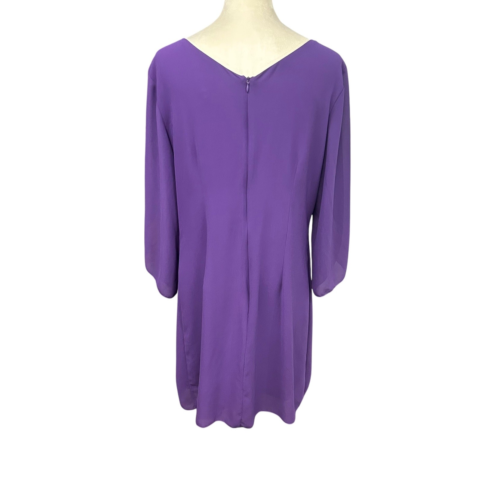 Grace Karin Purple Shift Dress L Split Bell Sleeve Cocktail Wedding Guest Party
