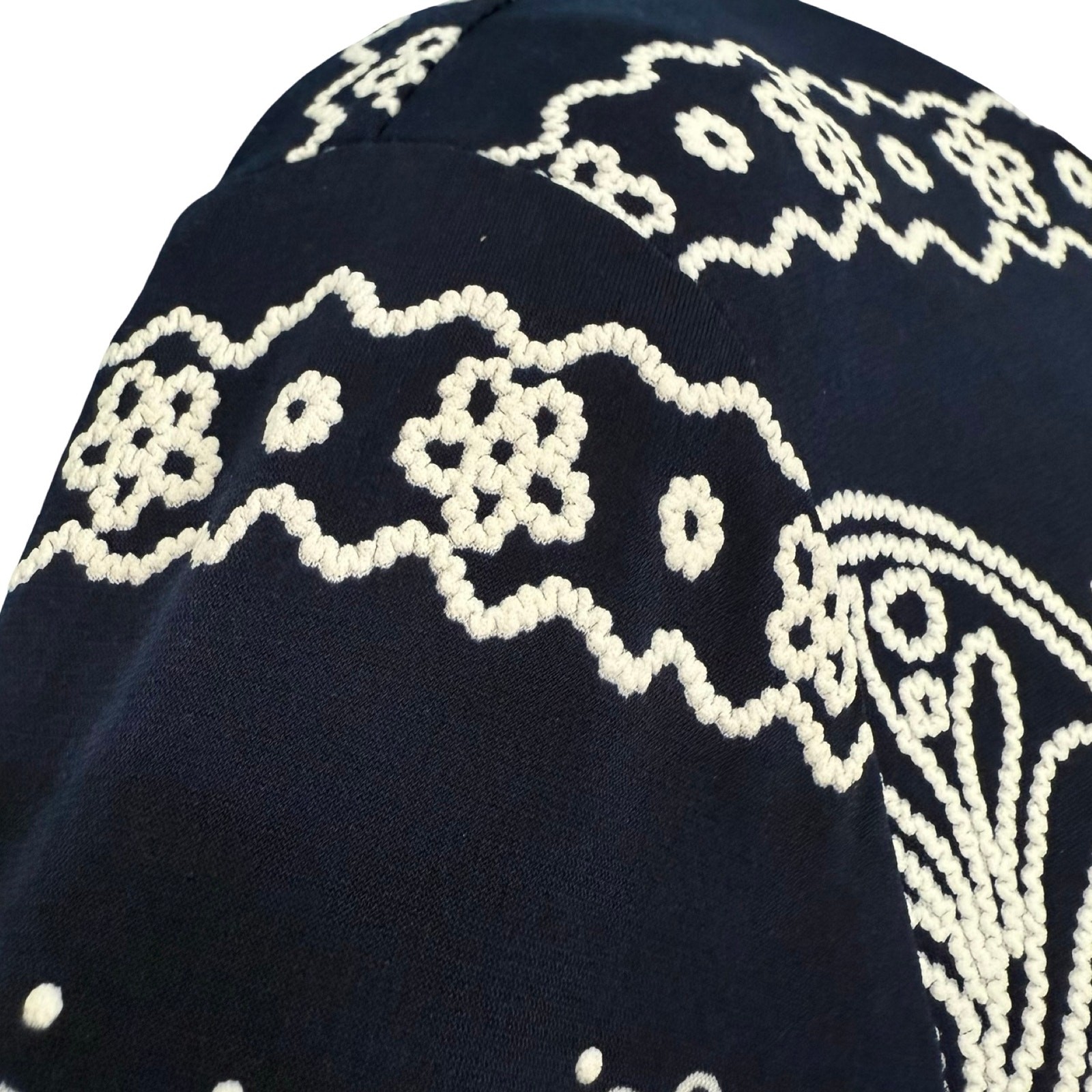 R&K Navy Blue White Lace Accents Shift Knee Length Dress Size 12 Professional
