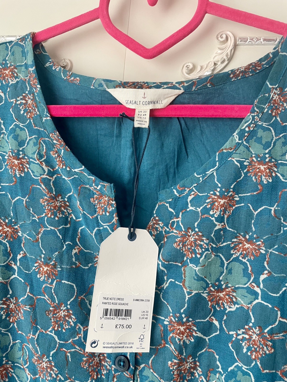 💝 Seasalt ” TRUE NOTE ” Short Sleeve Dress Size 20 NEW