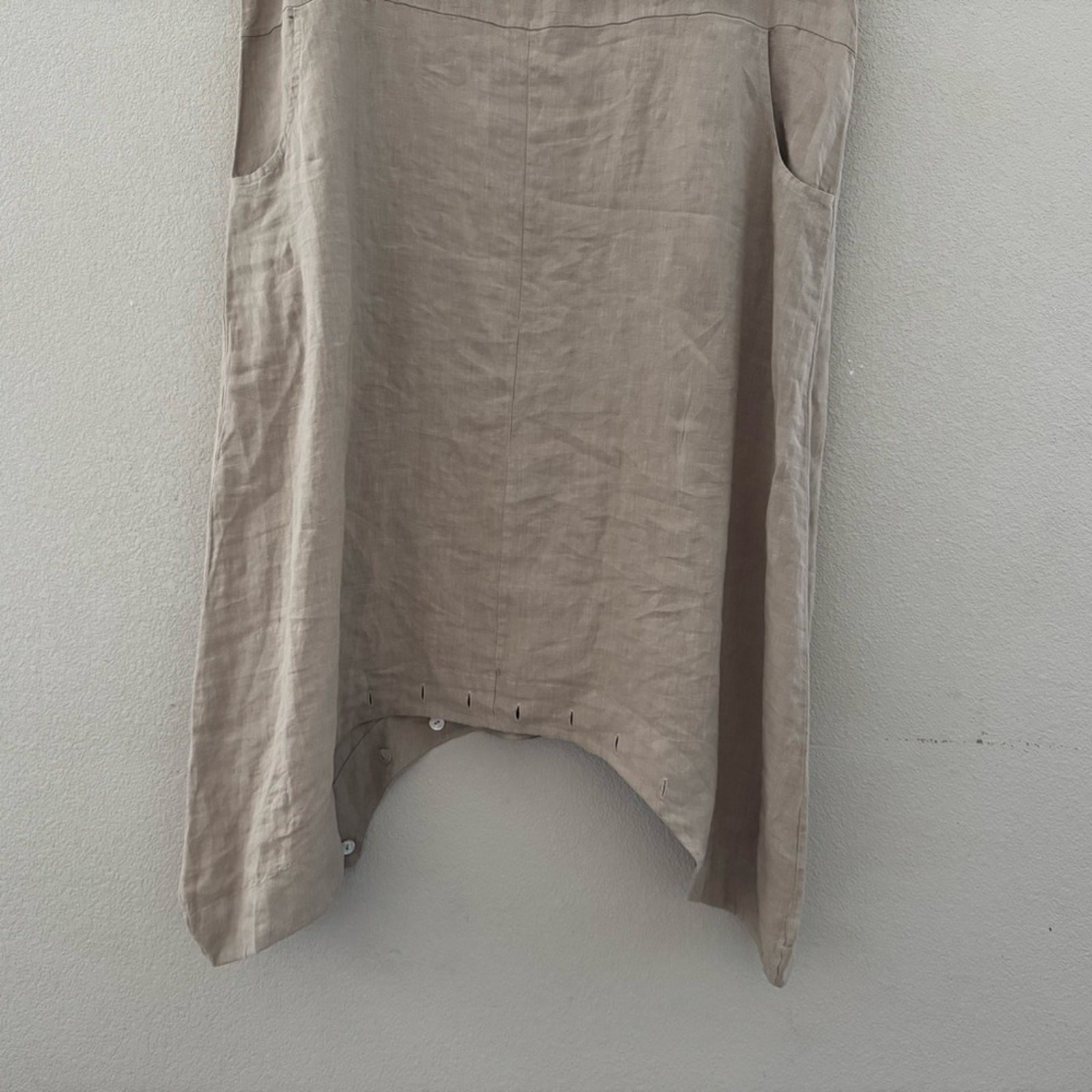 Bryn Walker Atticus Romper Jumpsuit Dress Med Sand Linen Lagenlook Artsy Boho