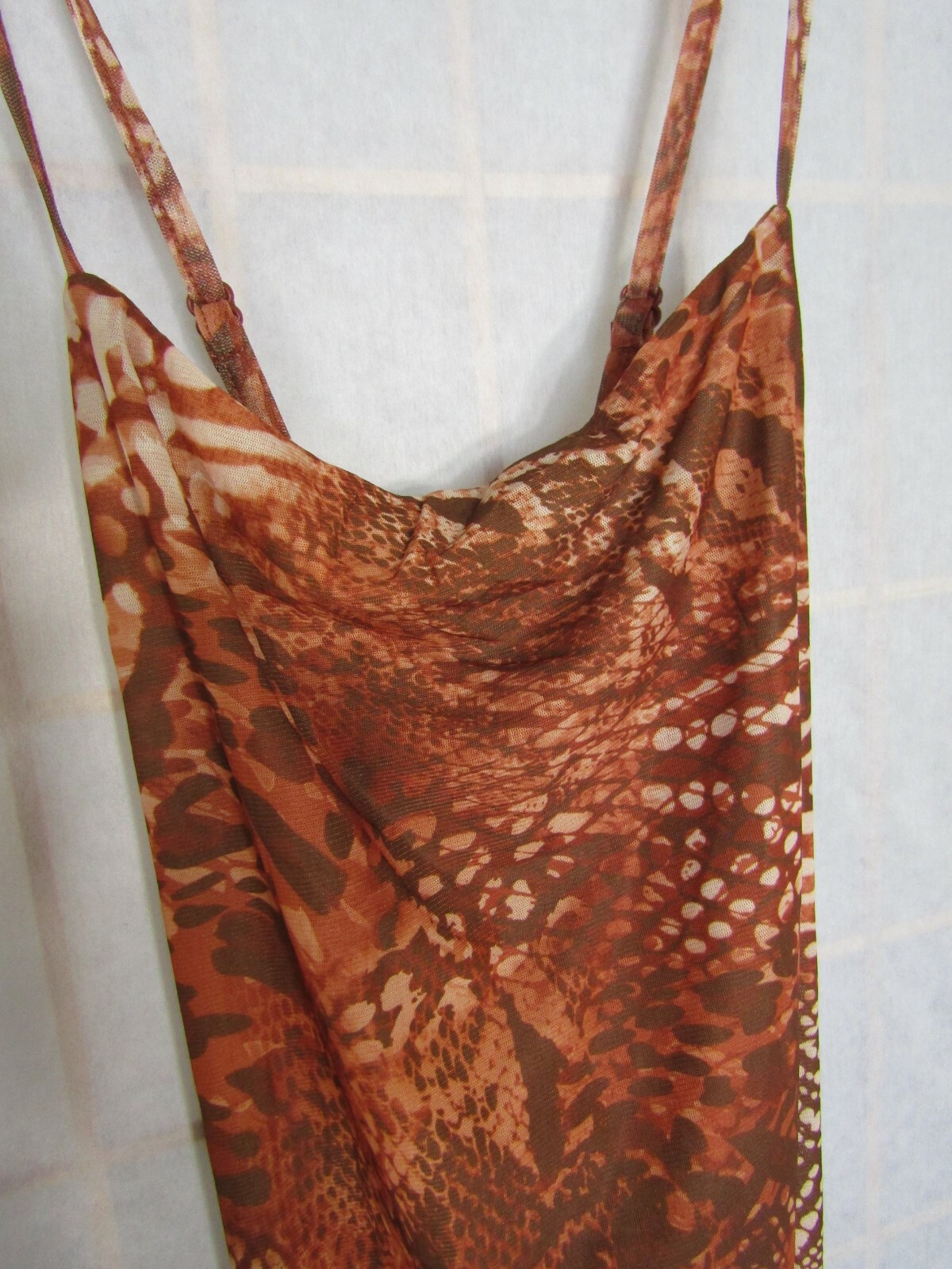NIB Shein Polyester/Spandex Rust Animal Print Sleek Sleeveless Dress Women’s XS