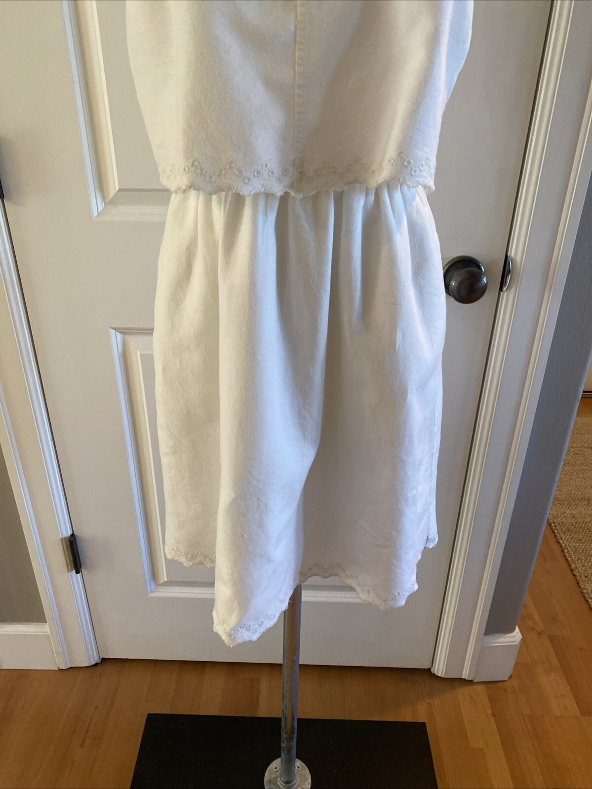 Madewell White Eyelet Overlay Open Back Dress Size 6/S Sleeveless Beachy Boho