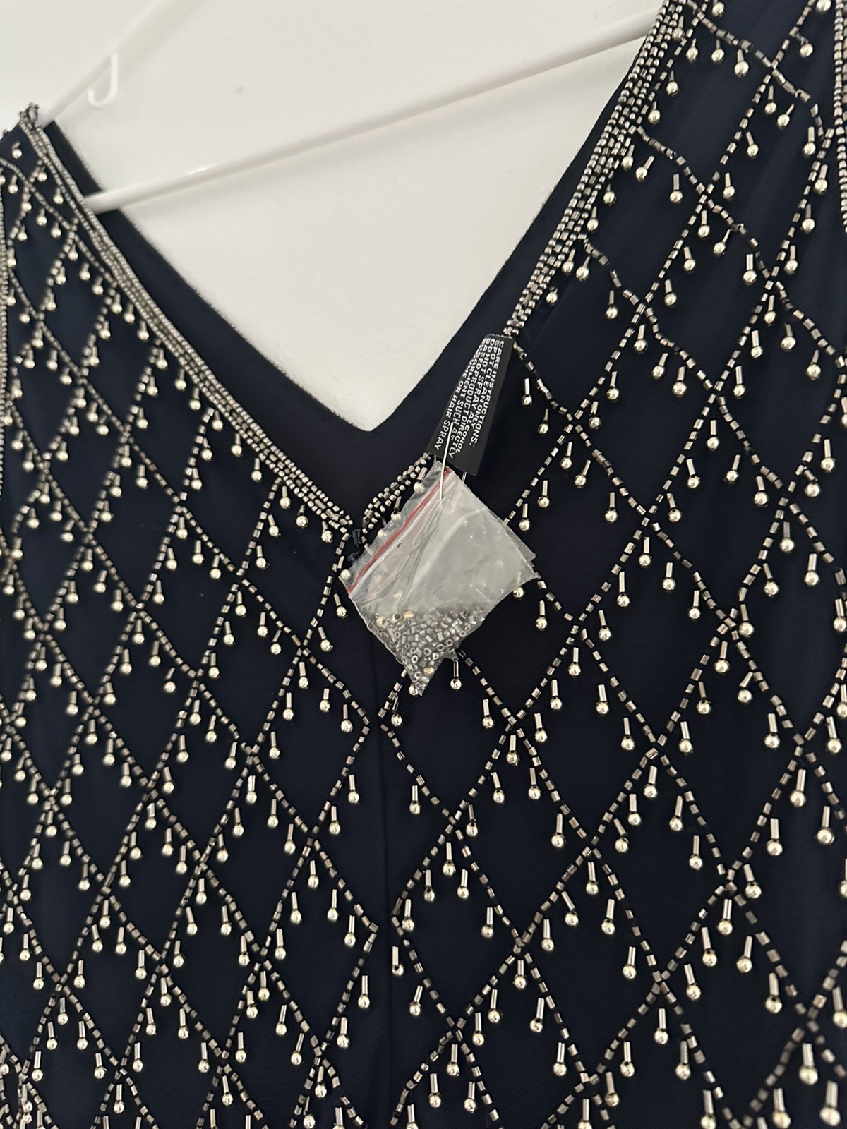 Pisarro Nights Bkack Mesh Beaded Sequin Cocktail Dress Size 8 NEW
