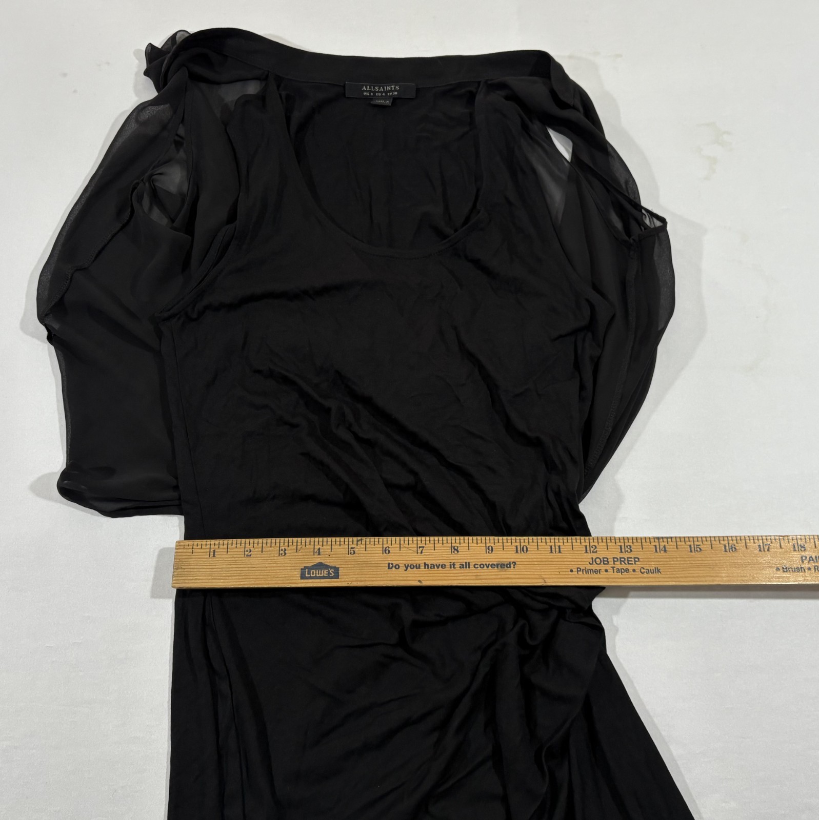 All Saints Black Siri Sleeveless Mini Dress Sheath Blouson Cocktail Grunge Sz 4