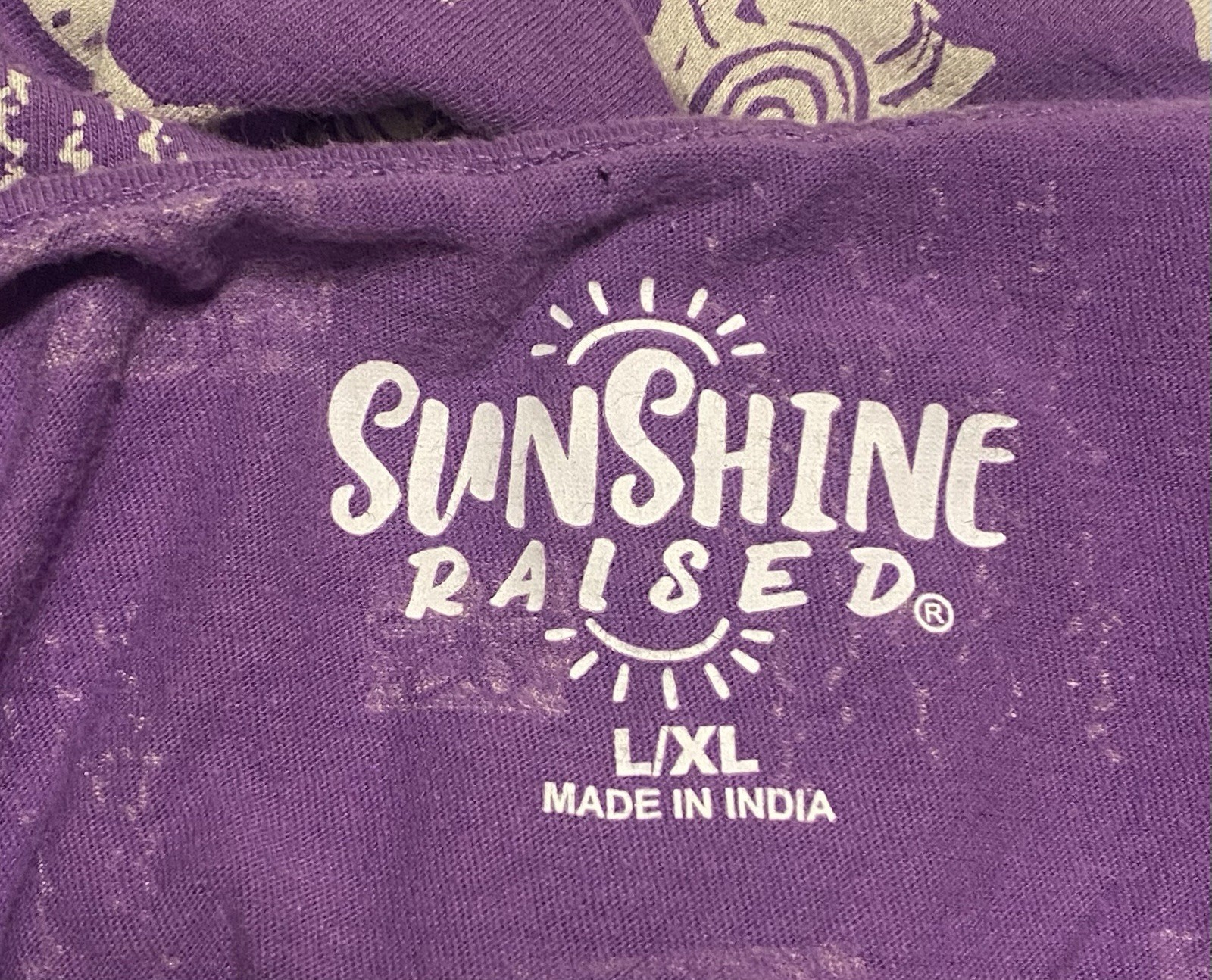 Sunshine Raised Novelty Fish Tunic Mini Dress L/XL Purple 100% Cotton Beach Girl