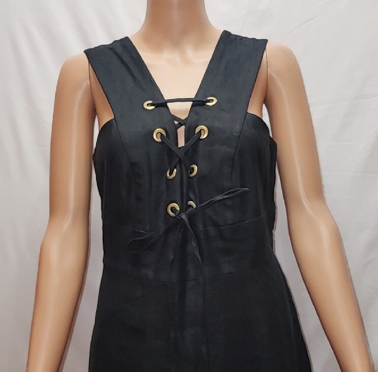 J.Crew Lace-up dress in structured linen Little Black Dress Womens Size 10 NWT