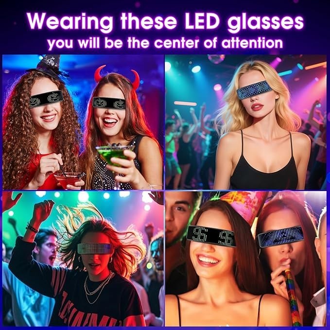 Customizable LED Light Up Glasses with Bluetooth, APP Controlled, for party