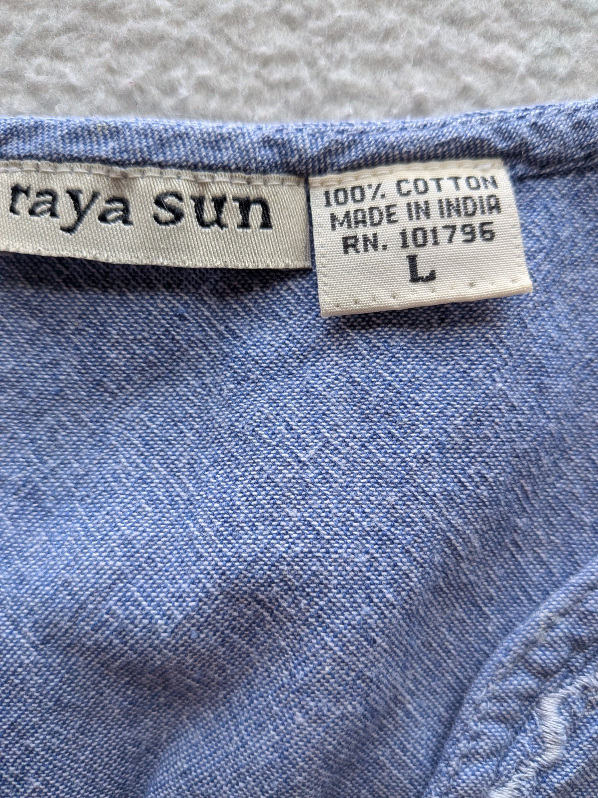 Raya Sun Embroidered Chambray Anchor Dress Blue Large Boho Resort Beach Nautical