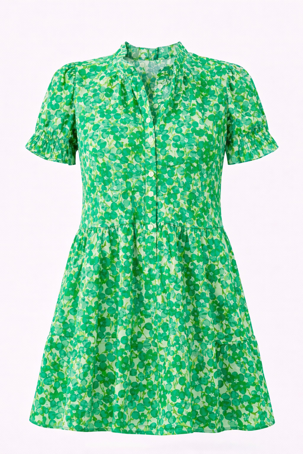 First Love by Lovelyn Women’s Green Floral Tiered Button Dress – Size 2X
