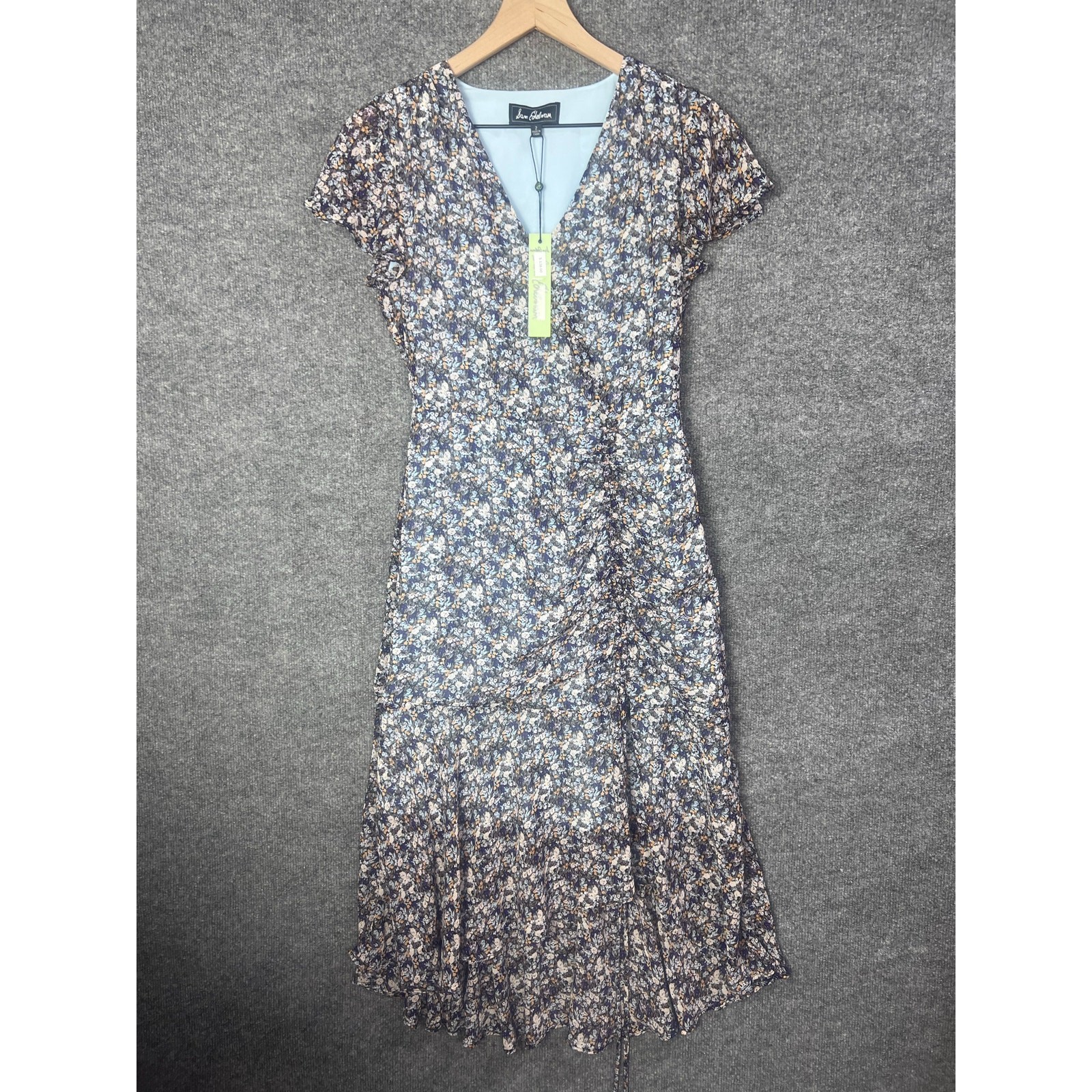 New $138 Sam Edelman Floral Short Sleeve V Neck Dress Size 2