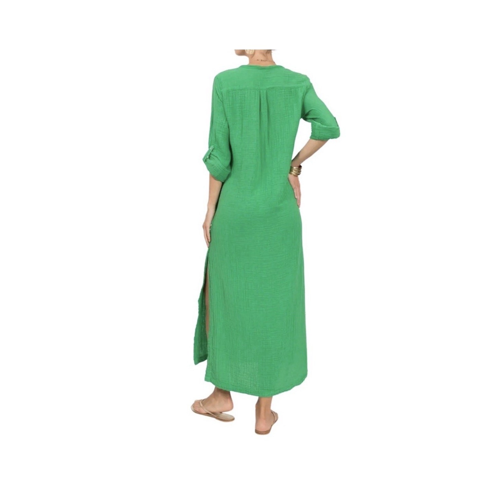 Everyday Ritual Gauze Kaftan Maxi Dress Womens Small Lush Green Summer