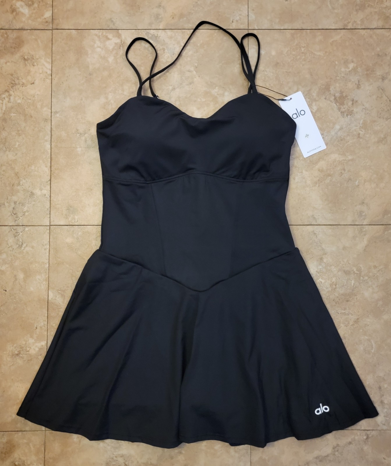 ALO Yoga Alosoft XL Courtside Black Tennis Dress Athleisure ActivePickleball New