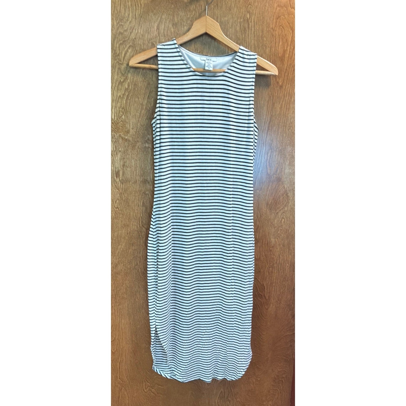 Bar III Black and White Striped Bodycon tank Dress sz M