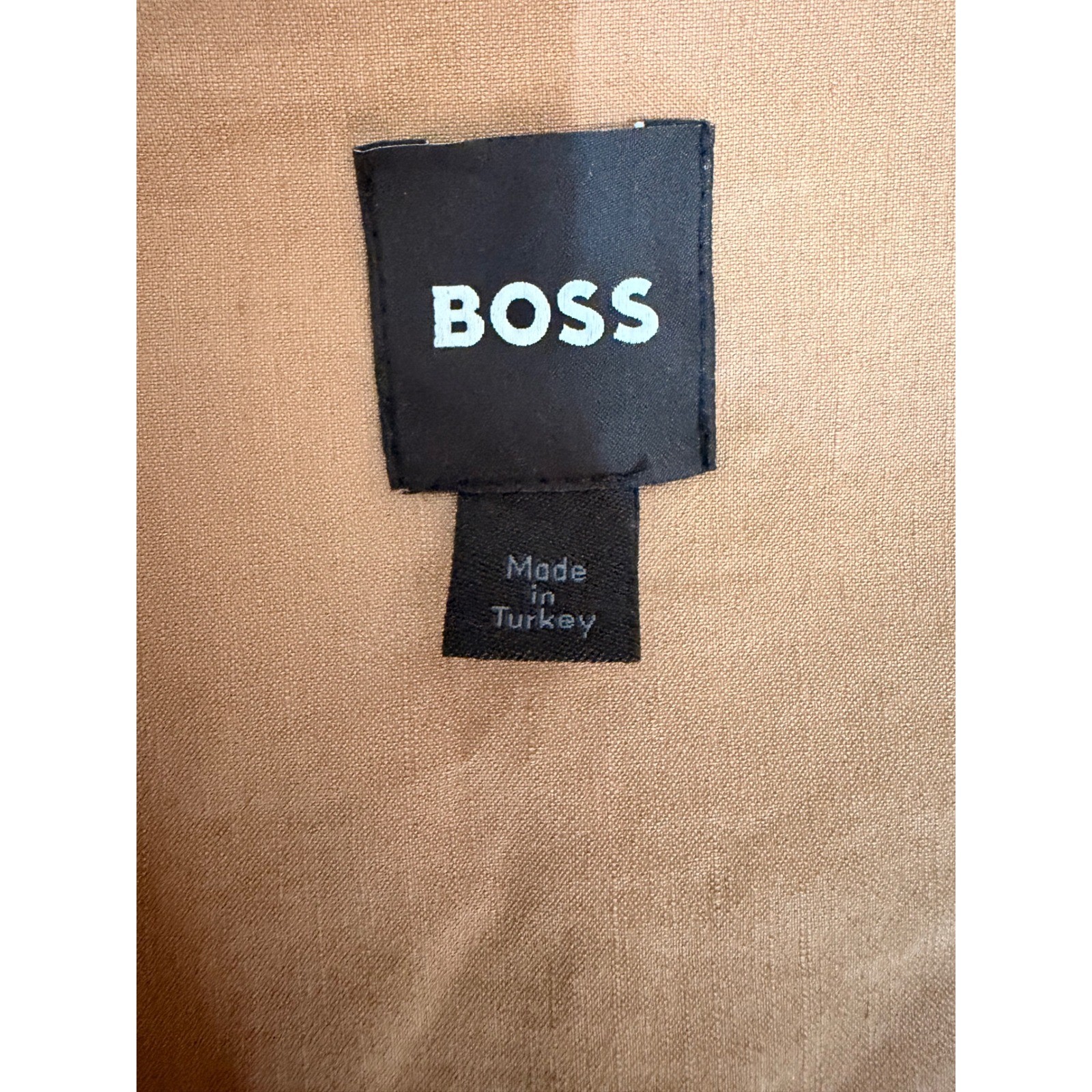 BOSS Hugo Boss Sleeveless Blazer Wrap Dress Camel Brown Linen Blend Womens Sz 16