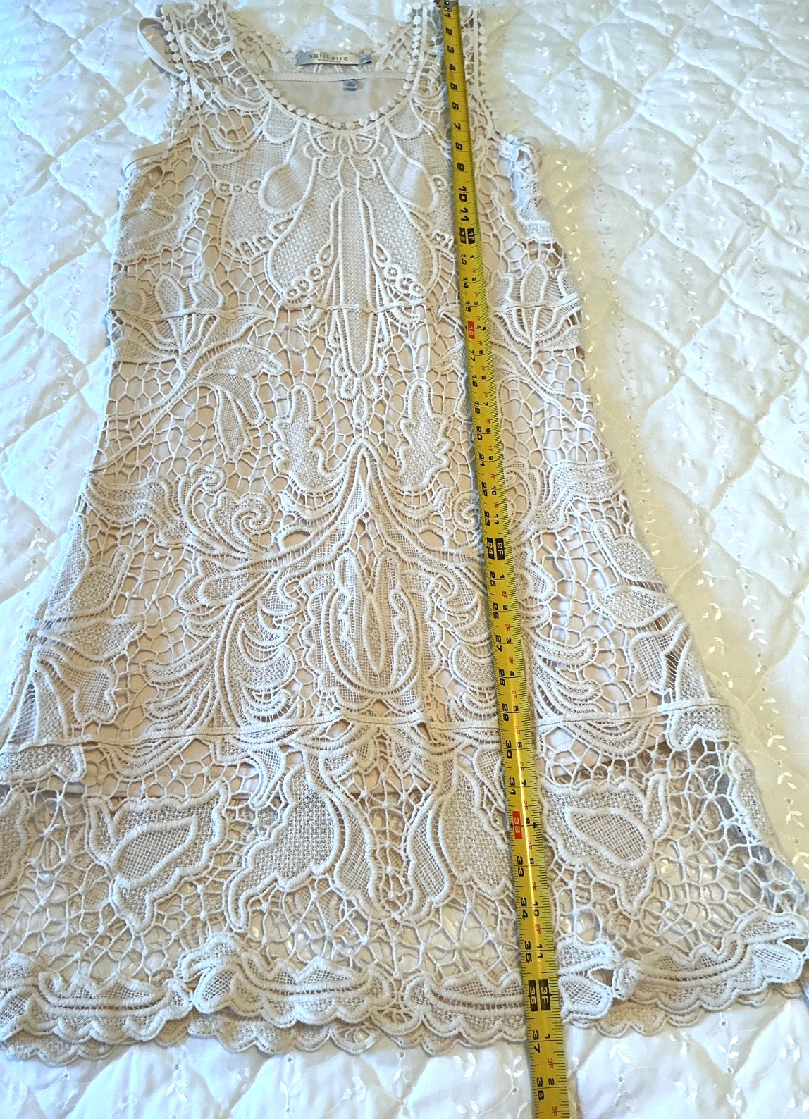 Solitaire Womens Dress Size M Ivory Crochet Lace w/ Slip Stretch by Ravi Khosla