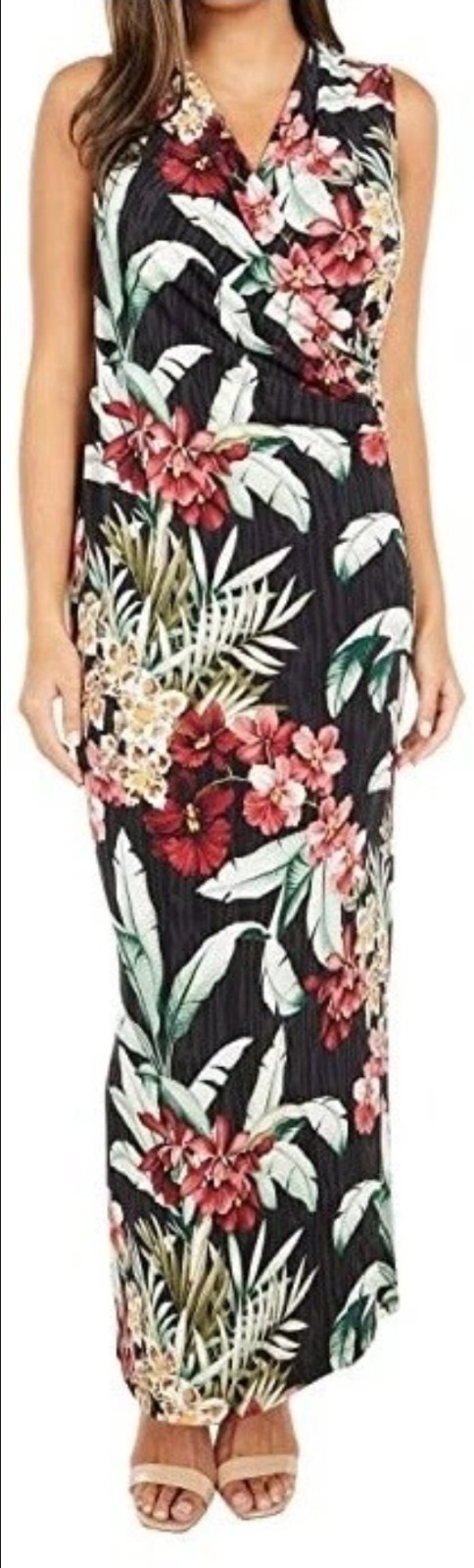 NEW Tommy Bahama L Large Oceanic Orchid Travel Maxi Dress UPF Wrinkle Resistant