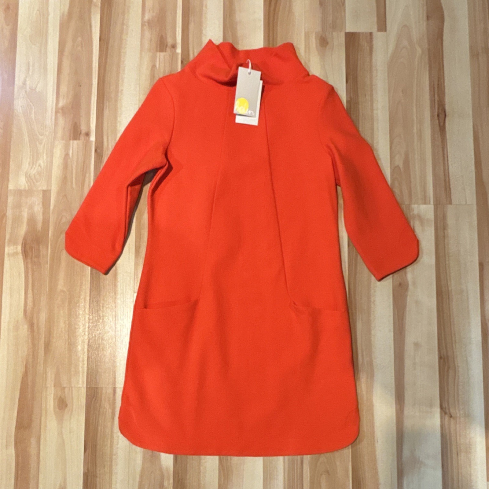 Boden Orange Sheath Cowl Neck 3/4 Sleeve Knee Length Dress US 6R